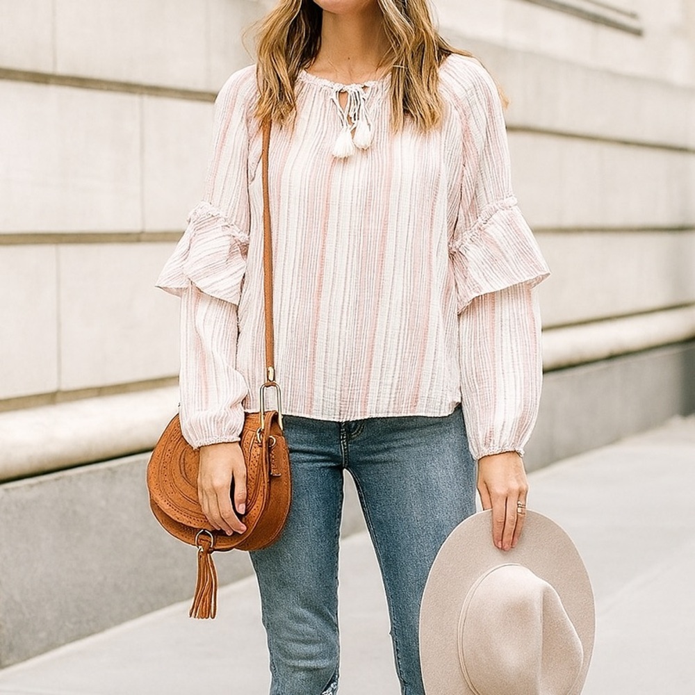 Revolve Sanctuary ruffle sleeves peasant blouse sep sale